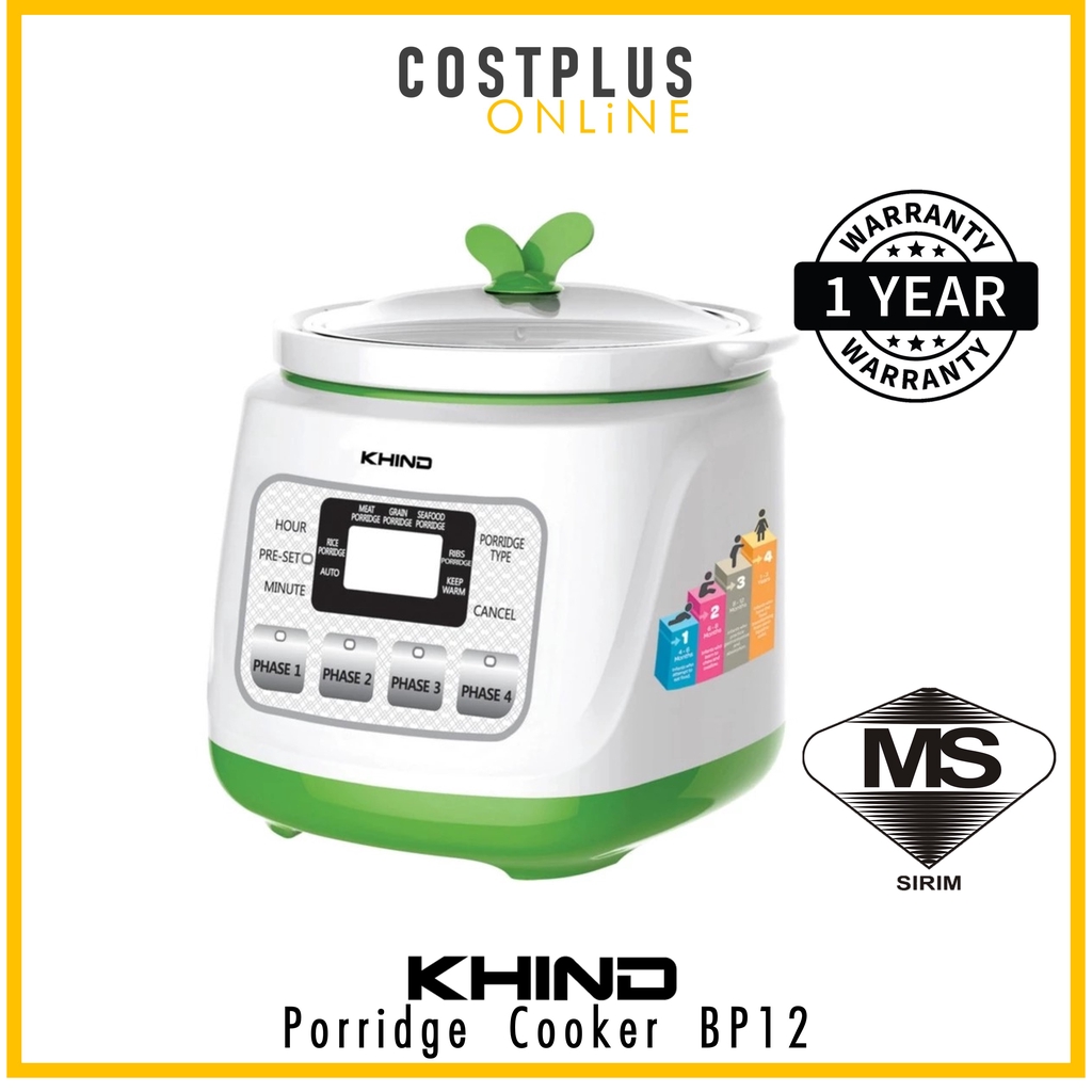 Khind Baby Porridge Cooker 1l With Ceramic Pot Bp12 Shopee Malaysia