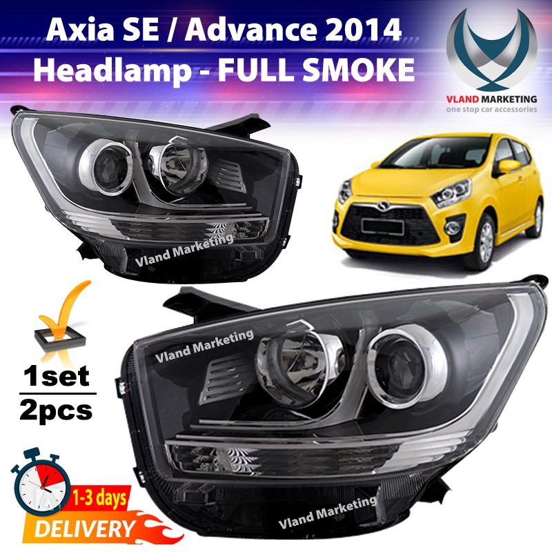 Vland Perodua Axia Se Advance 2014 2016 Projector Head Lamp Black Inner Shopee Malaysia