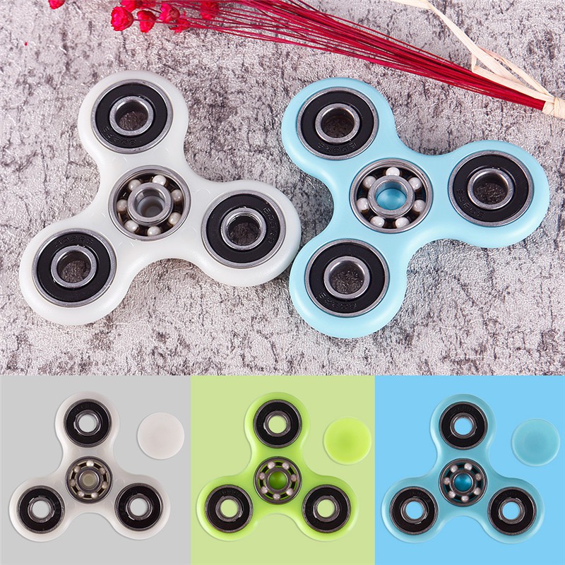 Blue Tri Fidget Hand Spinner Metal Ceramic Bearing Desk Focus EDC Finger Gyro