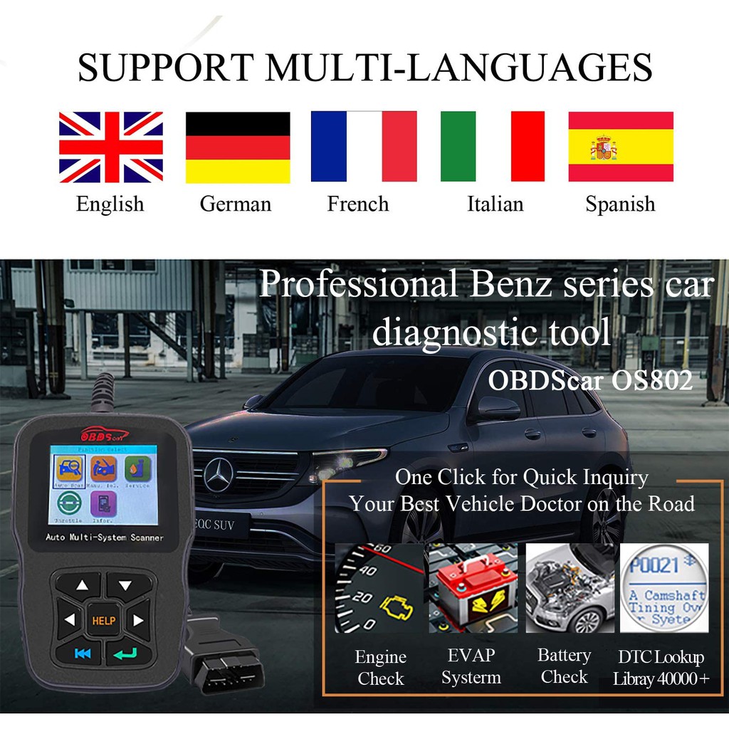 OBDScar OS802 Mercedes Benz and Maybach Diagnostic Code Reader & EOBD OBD Engine Scan Tool for All car Makes