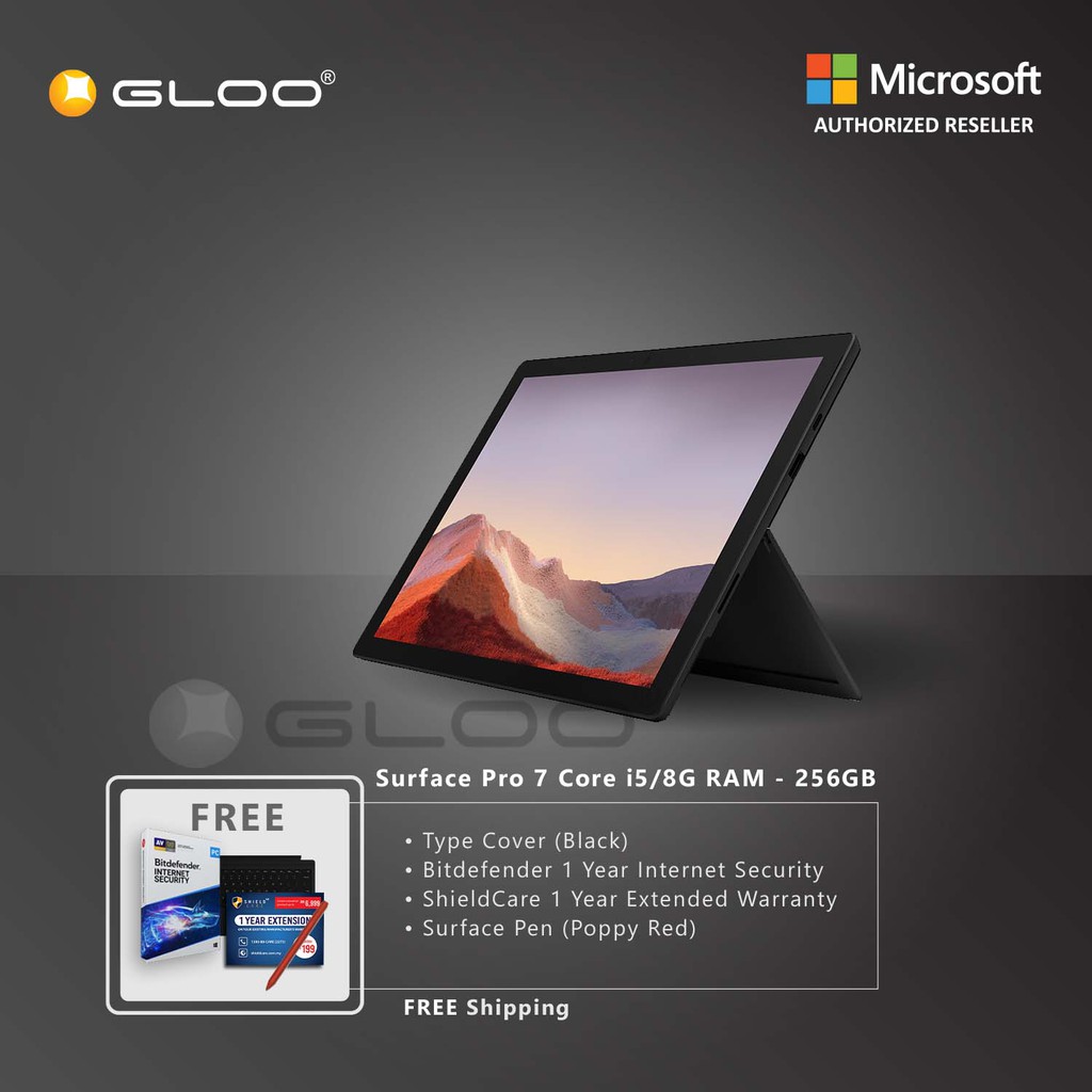 Microsoft Surface Pro 7 Core I5 8g Ram 256gb Black Type Cover Shieldcare 1 Year Extended Wty Bitdefender Pen Shopee Malaysia