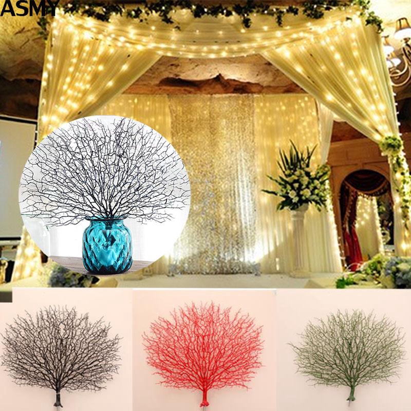 Flowers Plant Coral Branch Peacock Shape Home Wedding Decoration