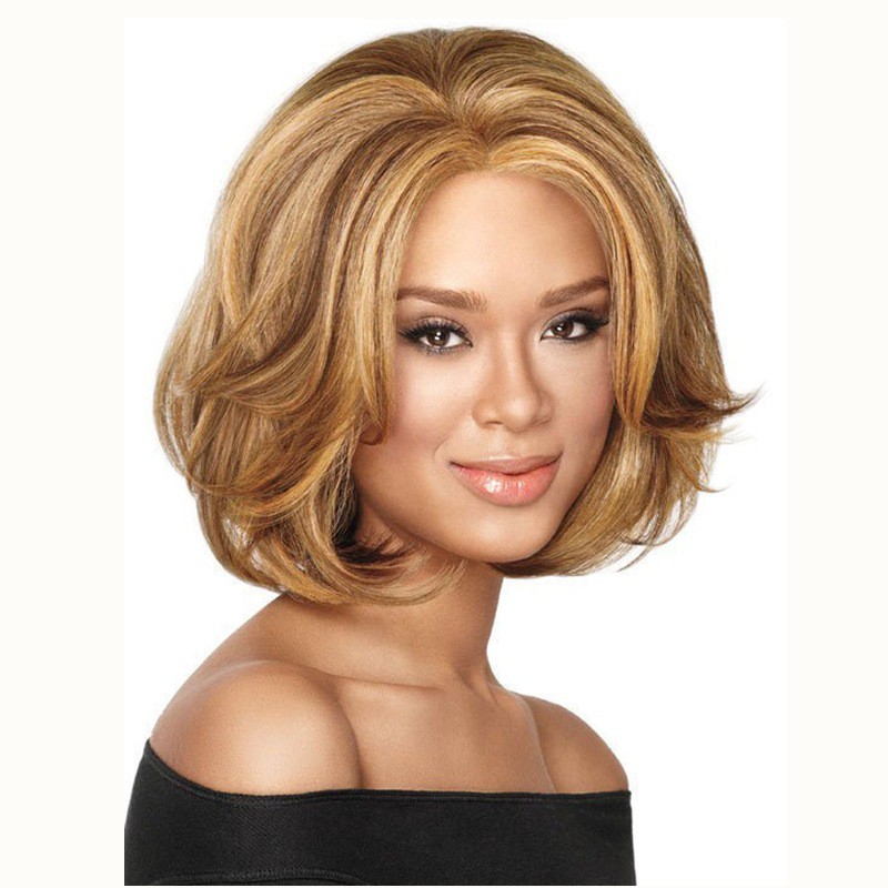 Wig Female Lady Short Hair Golden Curly Hair Fluffy Short Curly