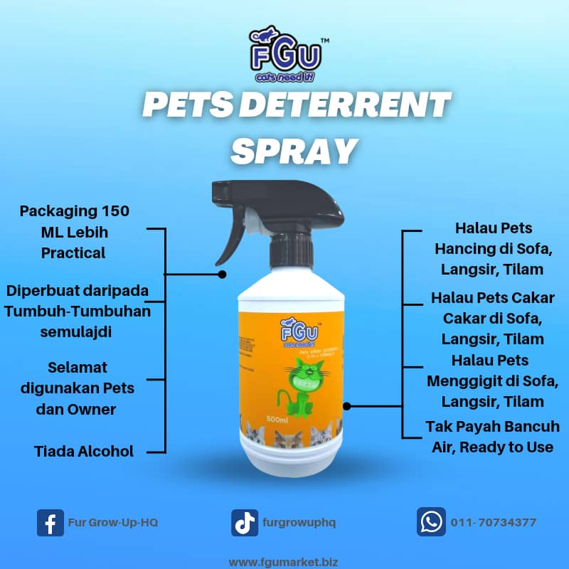 💥 Fgu Pets Detergent Spray untuk Halau Kucing atau Haiwan Peliharaan