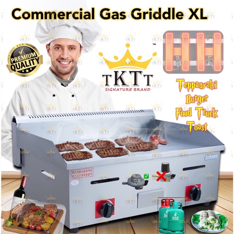 2.TKTT XL Commercial Gas Griddle Stove BBQ Grill Fry RotiCanai Western Burger Teppanyaki Dapur Ikan Bakar Goreng Serbagu