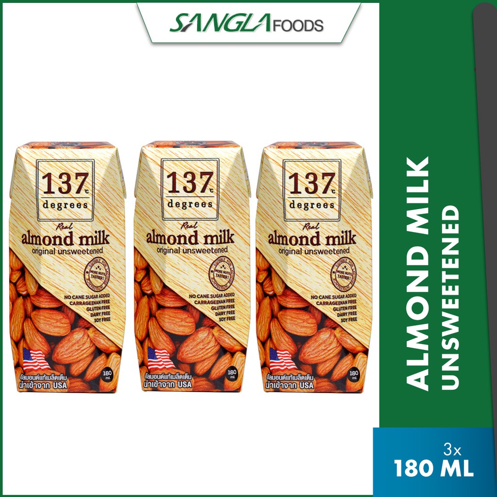 137 Degrees Almond Milk Unsweetened (3 x 180ml) | Shopee ...