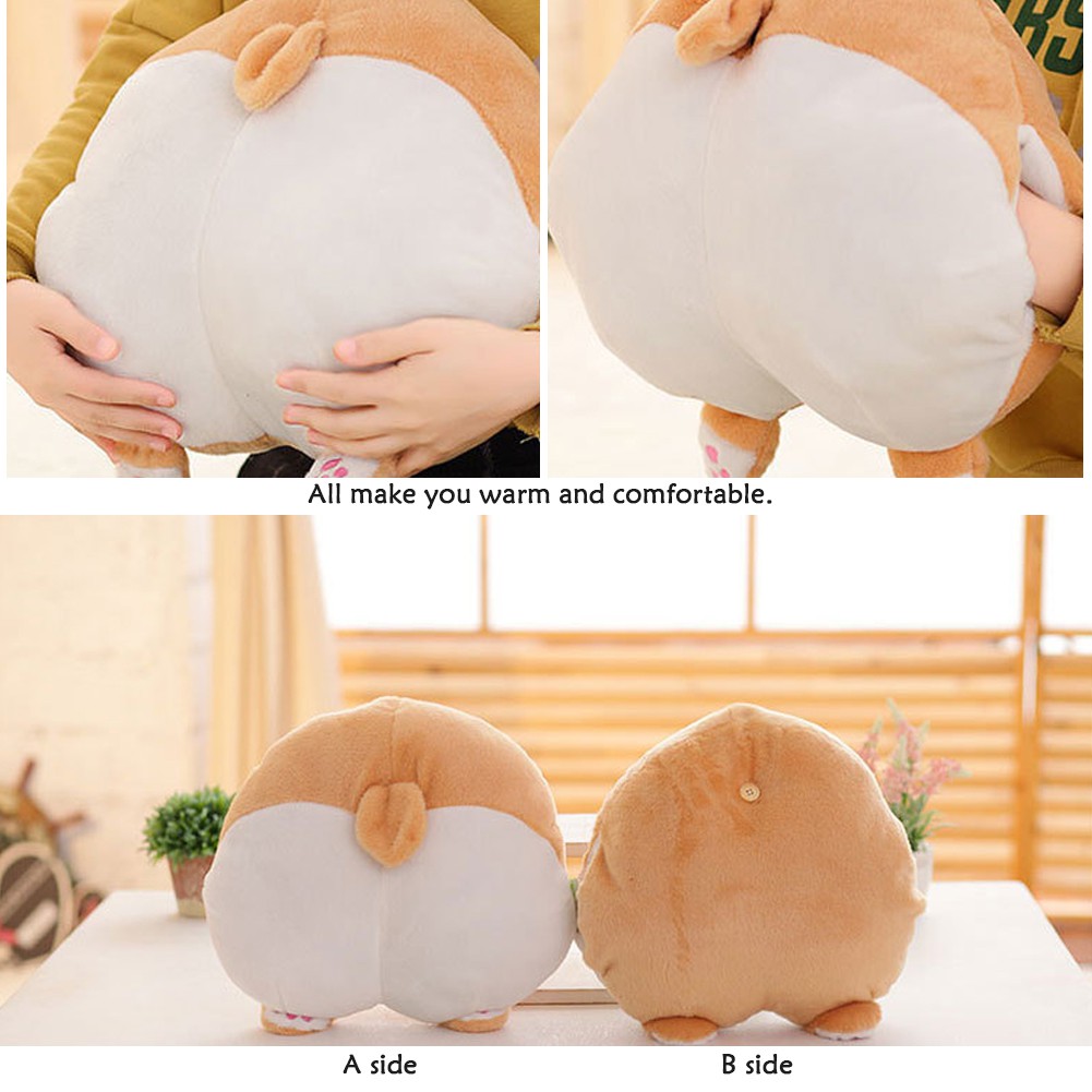 Corgi Butt Shaped Cushion Round Stuffed Doll Shiba Butt Pillow Warm Hand Cover Shopee Malaysia 