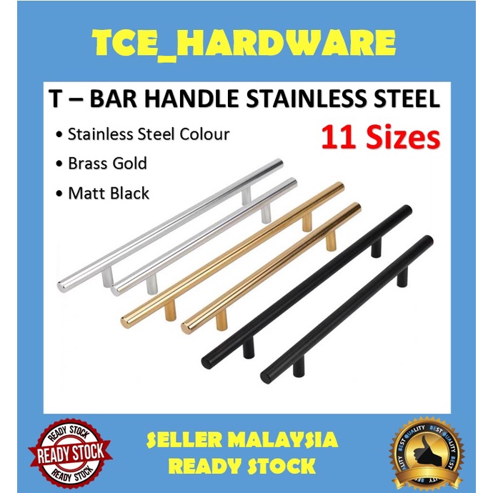 T bar door handle Stainless Steel / Brass Gold / Matt Black kitchen pull