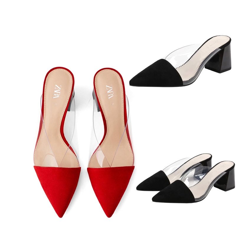 red transparent shoes