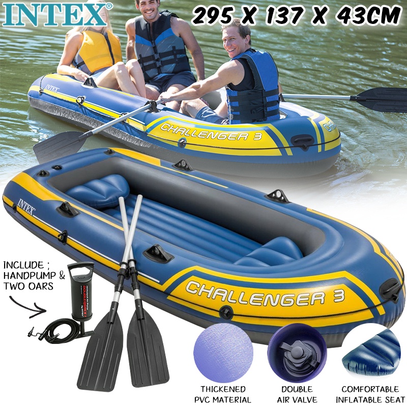 INTEX 68370 Challenger 3 Boat Set Inflatable Boat Fishing Boat PVC ...