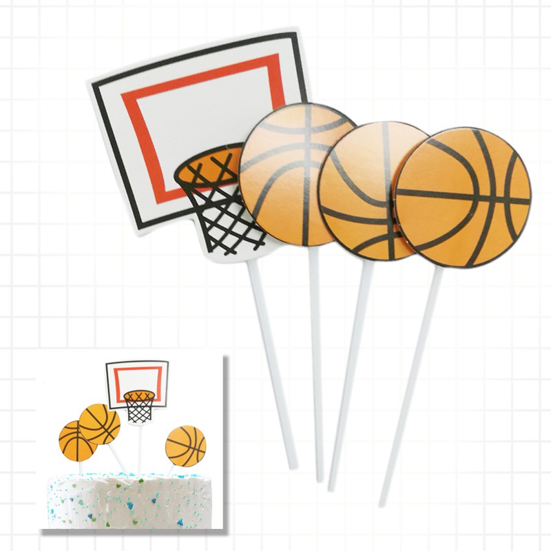 Set Of 4pcs Basketball Cake Topper Diy Birthday Cake Sport Party