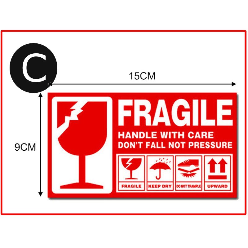 100pc Fragile Sticker Label Warning Courier Pelekat Awas Mudah Pecah Shopee Malaysia