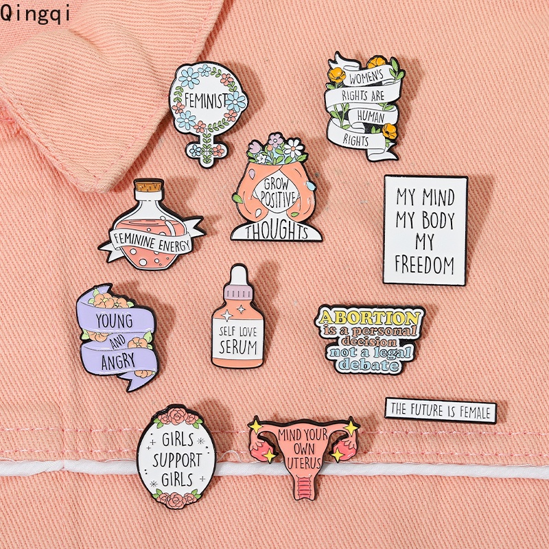 Feminist Enamel Pin Self Love My Mind My Body Uterus My Freedom