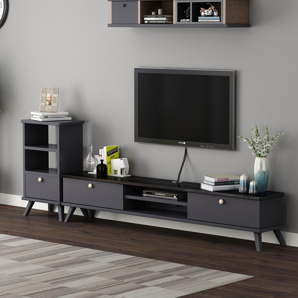 Furniture Simple TV Cabinet Modern Simple New Small Apartment Coffee Table Combination Solid Wood Affordable Luxury Sty