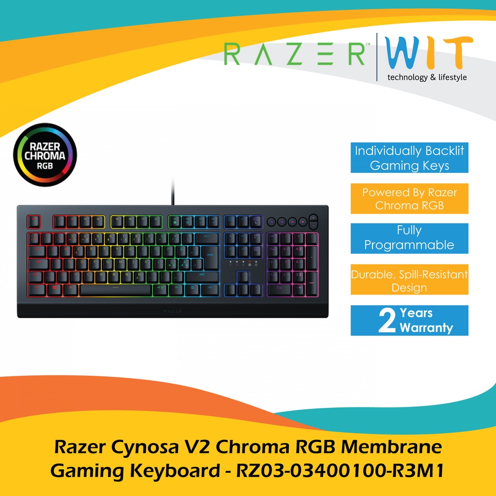 RAZER Cynosa V2 Chroma RGB Membrane Gaming Keyboard - RZ03-03400100-R3M1