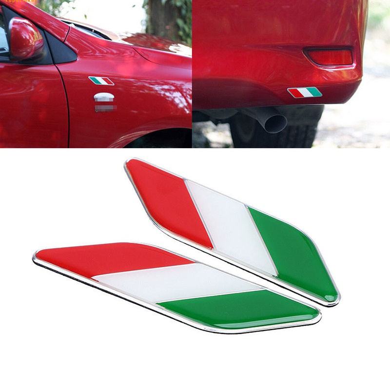 Metal Car Auto Italy Italian Flag Badge Rear Side Body Decal Emblem Sticker Set