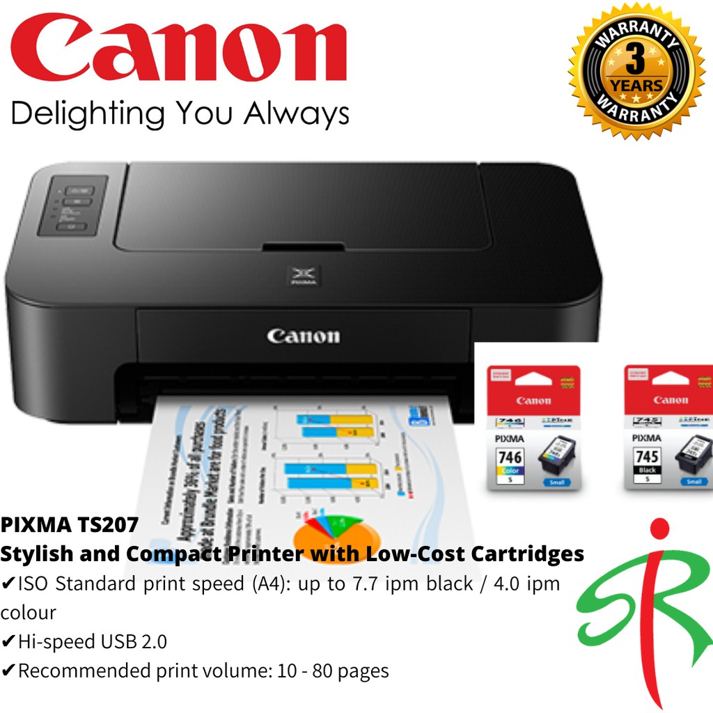 Canon Pixma Ts207 Photo Single Function Inkjet Printer Shopee Malaysia 0672