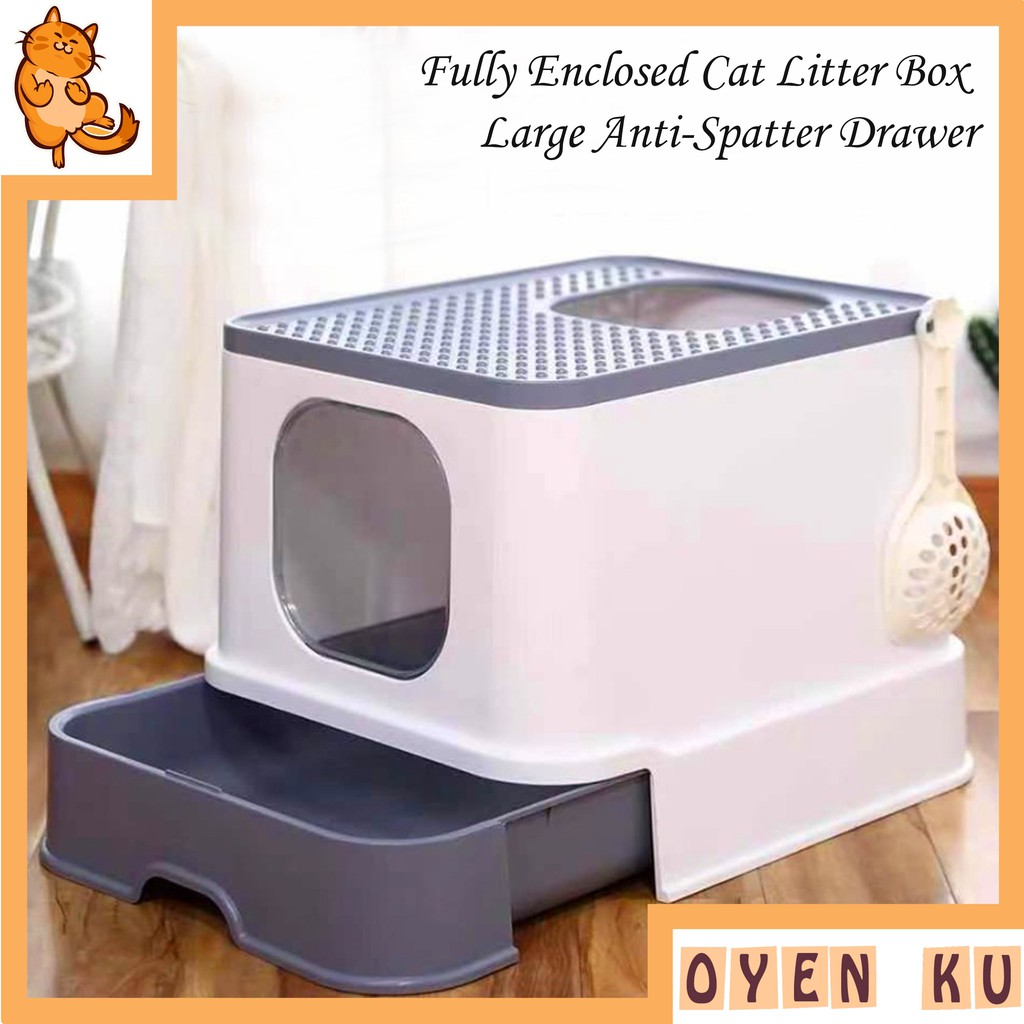 (FREE SCOOP) Drawer Type Cat Litter Box /Cat Toilet Fully Enclosed Top