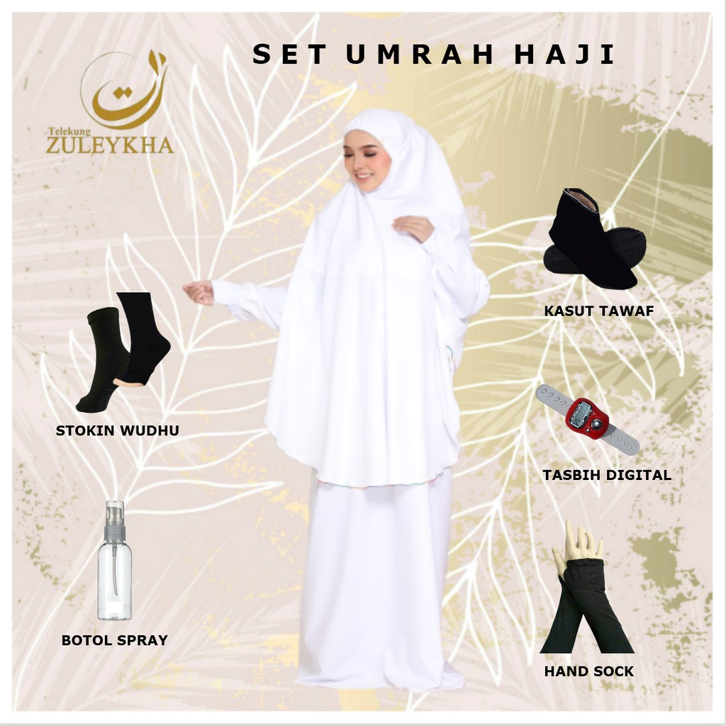 SET UMRAH HAJI TELEKUNG TANGAN + KAIN (WHITE)