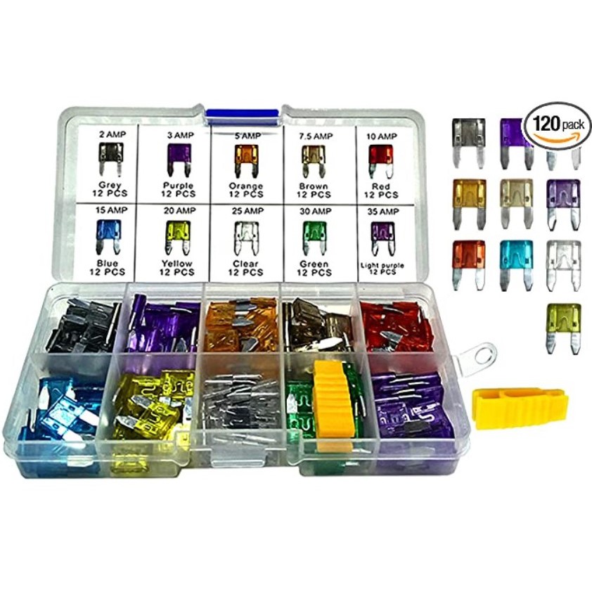 120pcs Car Blade Fuse Mini Fuse Assortment With Clip Fius Kereta (2A 3A 5A 7.5A 10A 15A 20A 25A