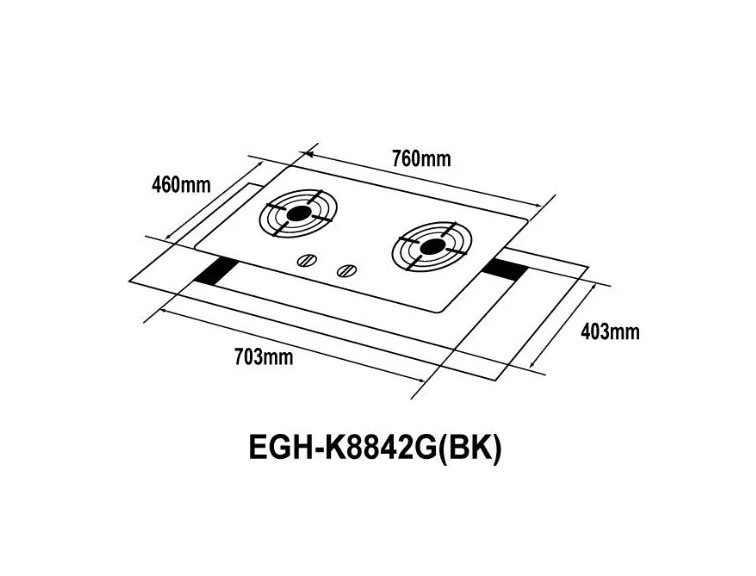 ELBA 2 Burner Glass Hob EGHK8842G(BK) 2in1 Built In & Free Standing Gas Stove Easy To