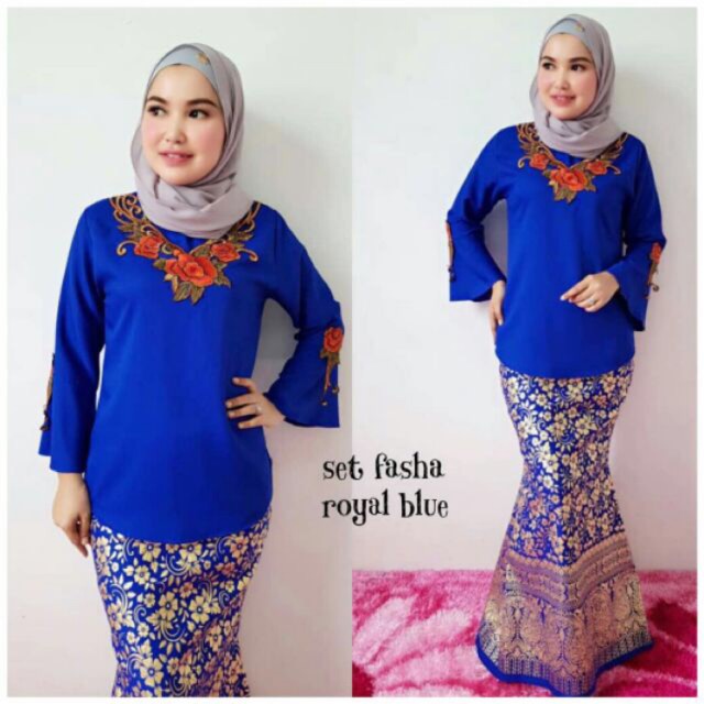 Baju Kurung Moden Blouse Kain Duyung Set Fasha Shopee Malaysia