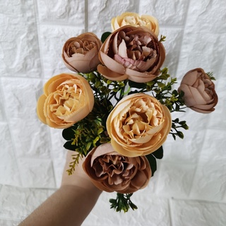 Artificial Flower Camelia Rose 7 Heads Gubahan Bunga Hantaran English Style Wedding Flower Shopee Malaysia