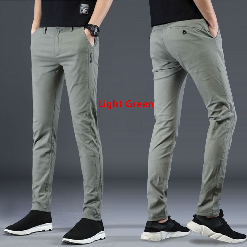Spring Summer Thin Men Fashions Solid Color Casual Pants Man Slim