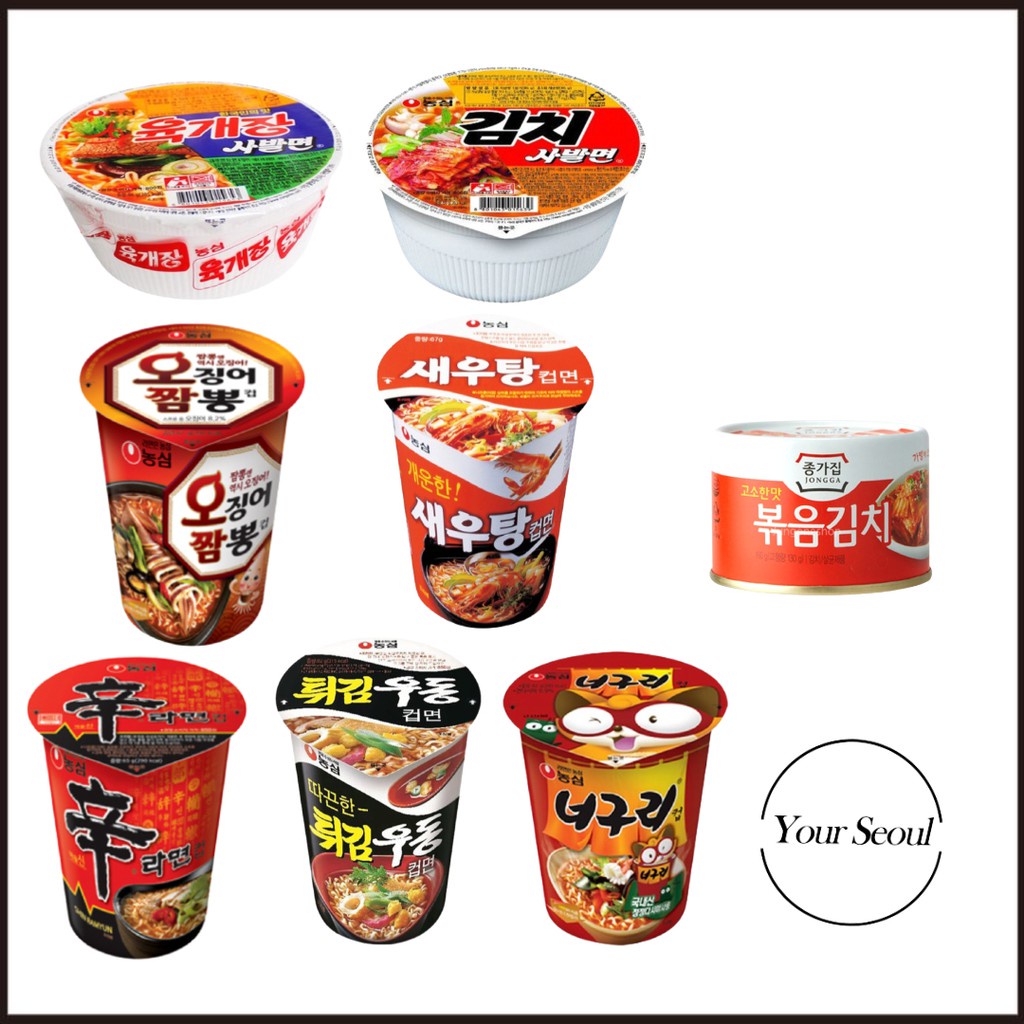 Korean cup noodle set with Stir-fried Kimchi / Nongshim | Shopee Malaysia