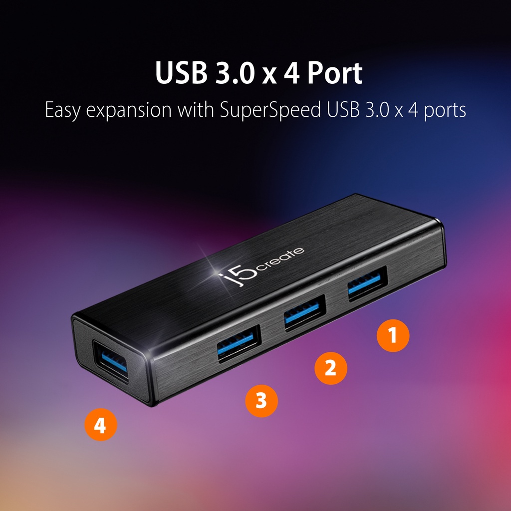 JUH340 USB™ 3.0 4-Port Mini Hub – j5create