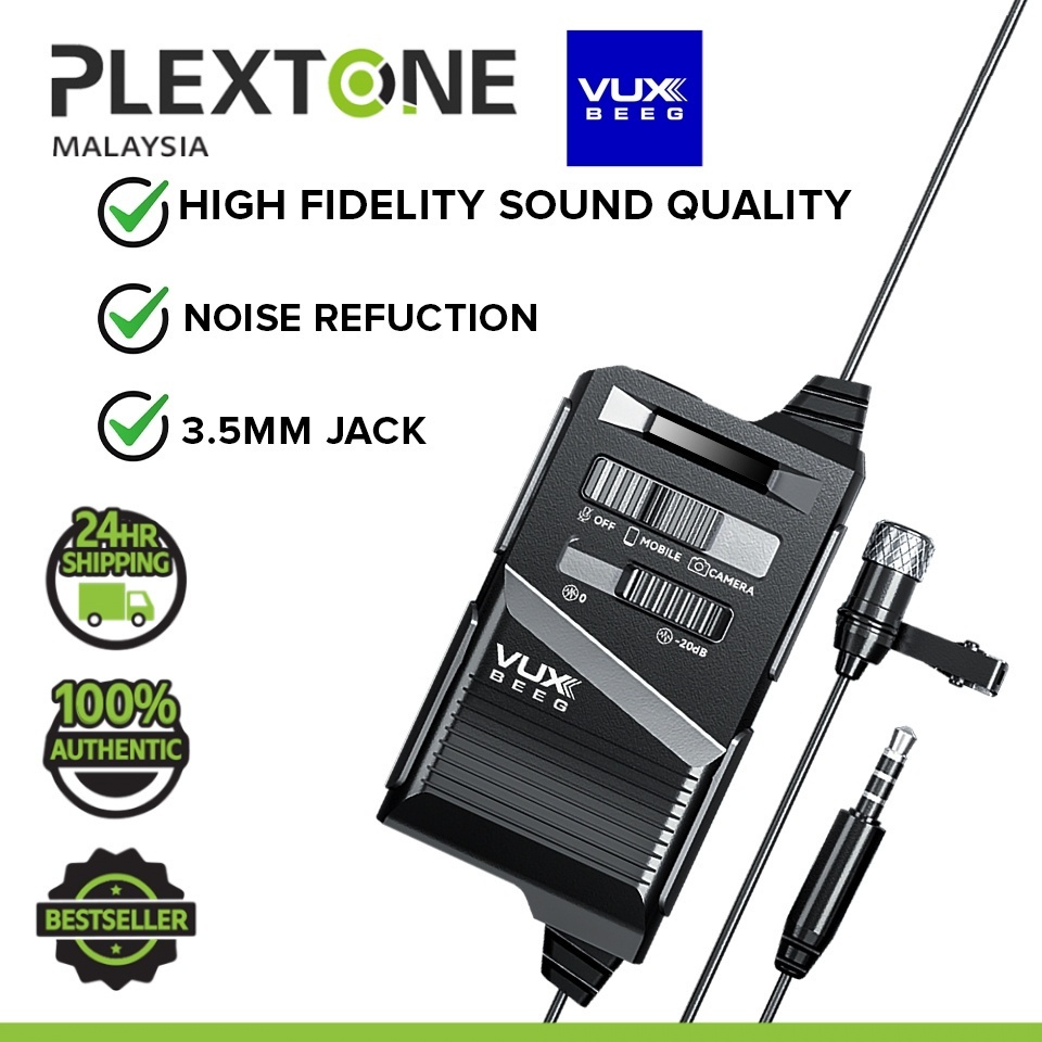 PLEXTONE VUX BEEG UP10 Noise Cancelling Lavalier Microphone for Mobile Camcorder Audio Recorder Vlogging