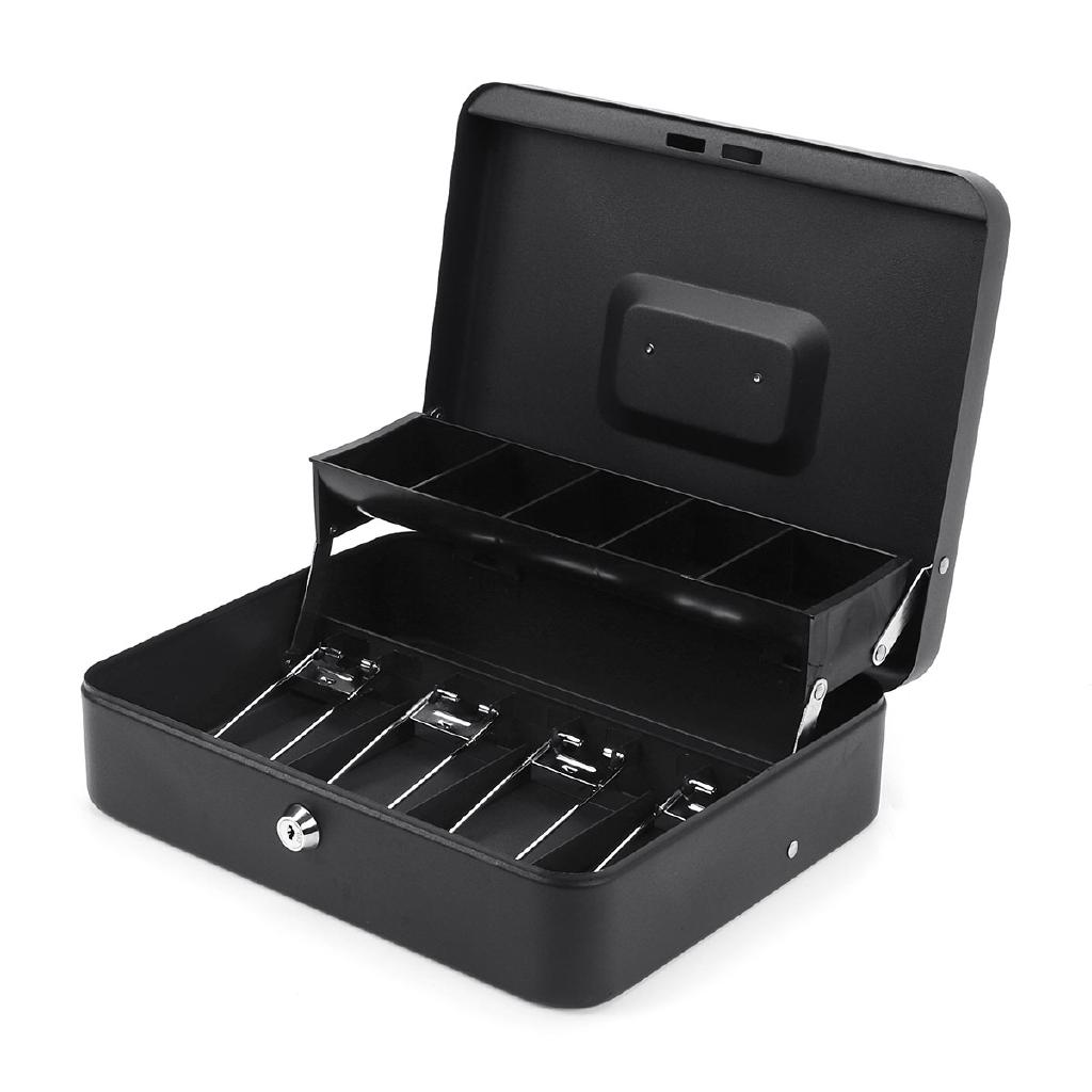 🌻Cash Register Drawer Tiered Tray Storage Safe Box Security Lock 4 Bill