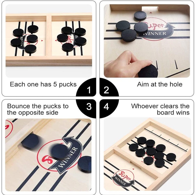 Wooden Fast Sling Puck Game Paced Table Desktop Battle Winner Board Foosball Games toy for Adults Parent-Child Interacti