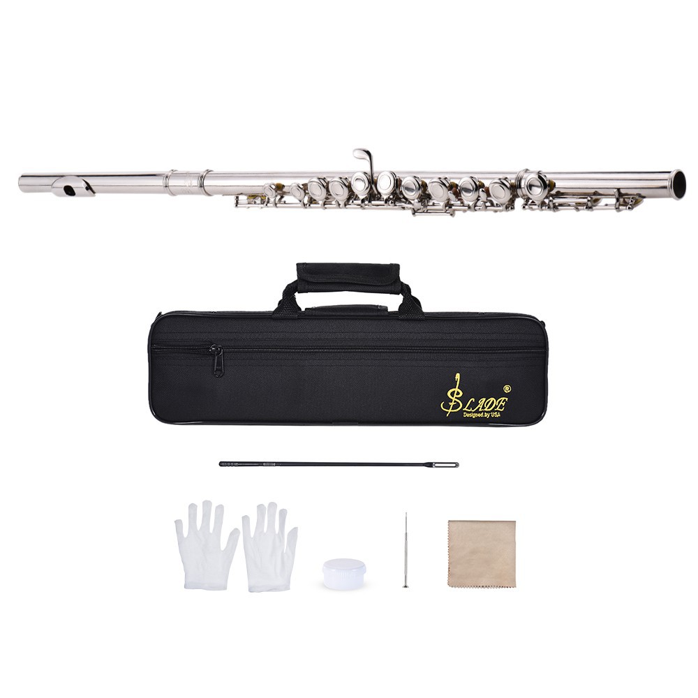 Western Concert Flute Plated 16 Holes C Key Cupronickel Woodwind Instrument