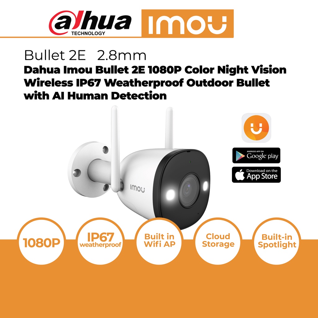 Dahua Imou Bullet 2E 2MP 1080P Color Night Vision Wireless IP67 ...