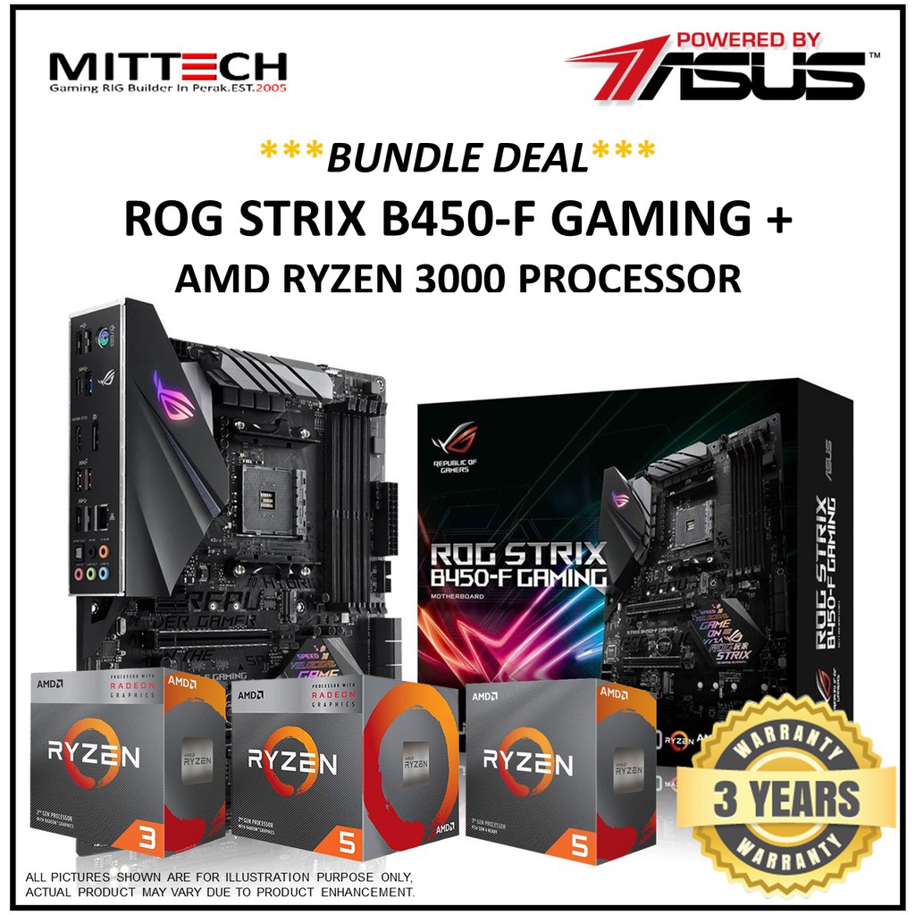 ASUS ROG STRIX B450F GAMING AM4 MOTHERBOARD BUNDLE WITH AMD RYZEN 3000