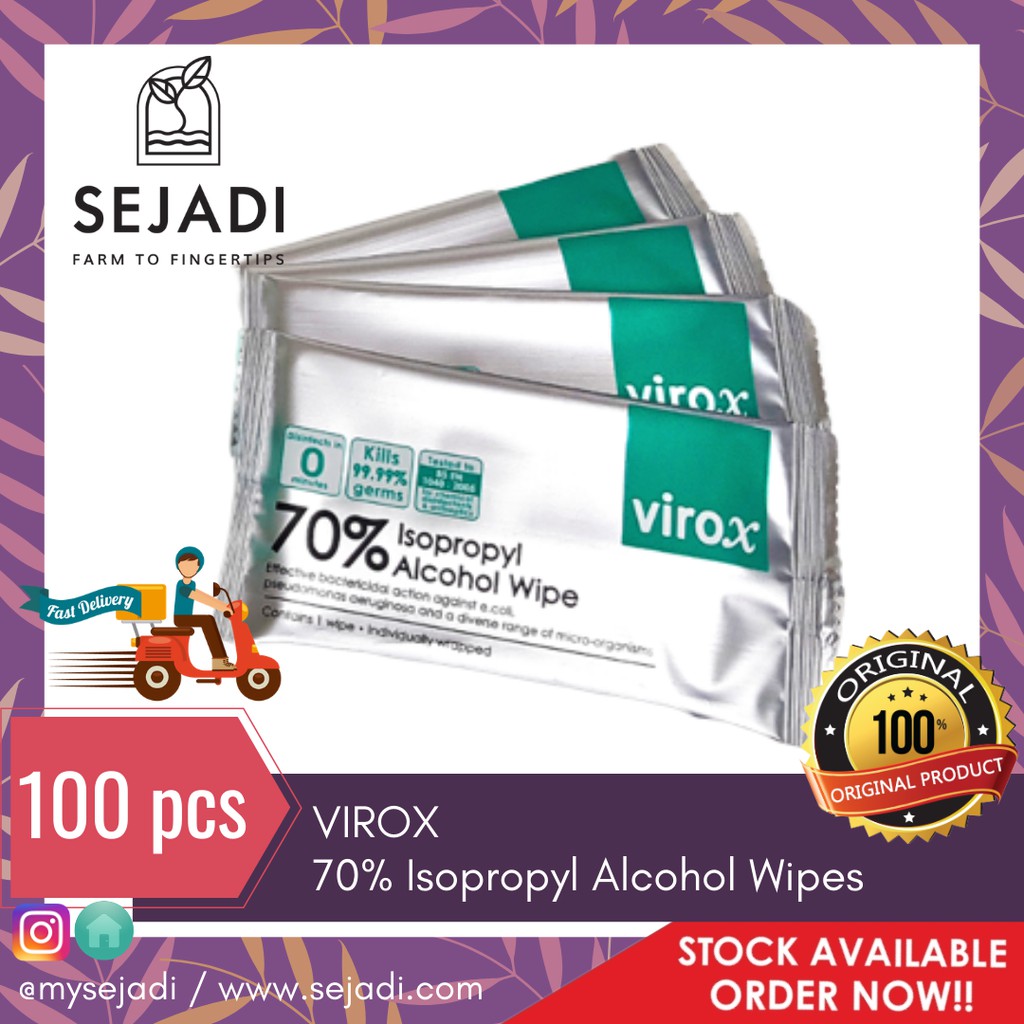 VIROX 70% Isopropyl Alcohol Wipes / Antibacterial Tissues / Wet Tissue for Cleaning / Kill Bacteria (100pcs)
