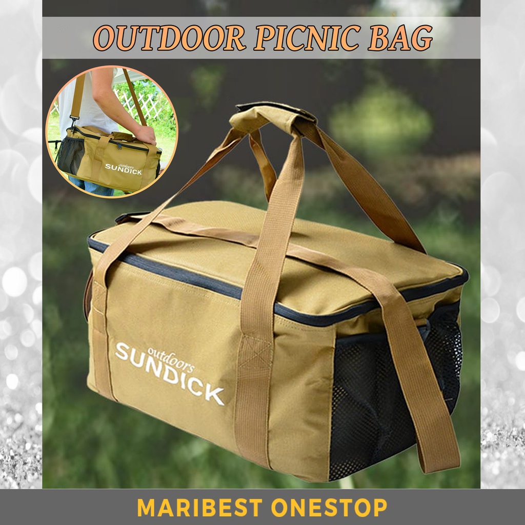 Outdoor Cookware Storage Bag 600D Oxford Cloth Waterproof Large Capacity Mesh Camping Picnic Bag Beg Berkelah 野餐包