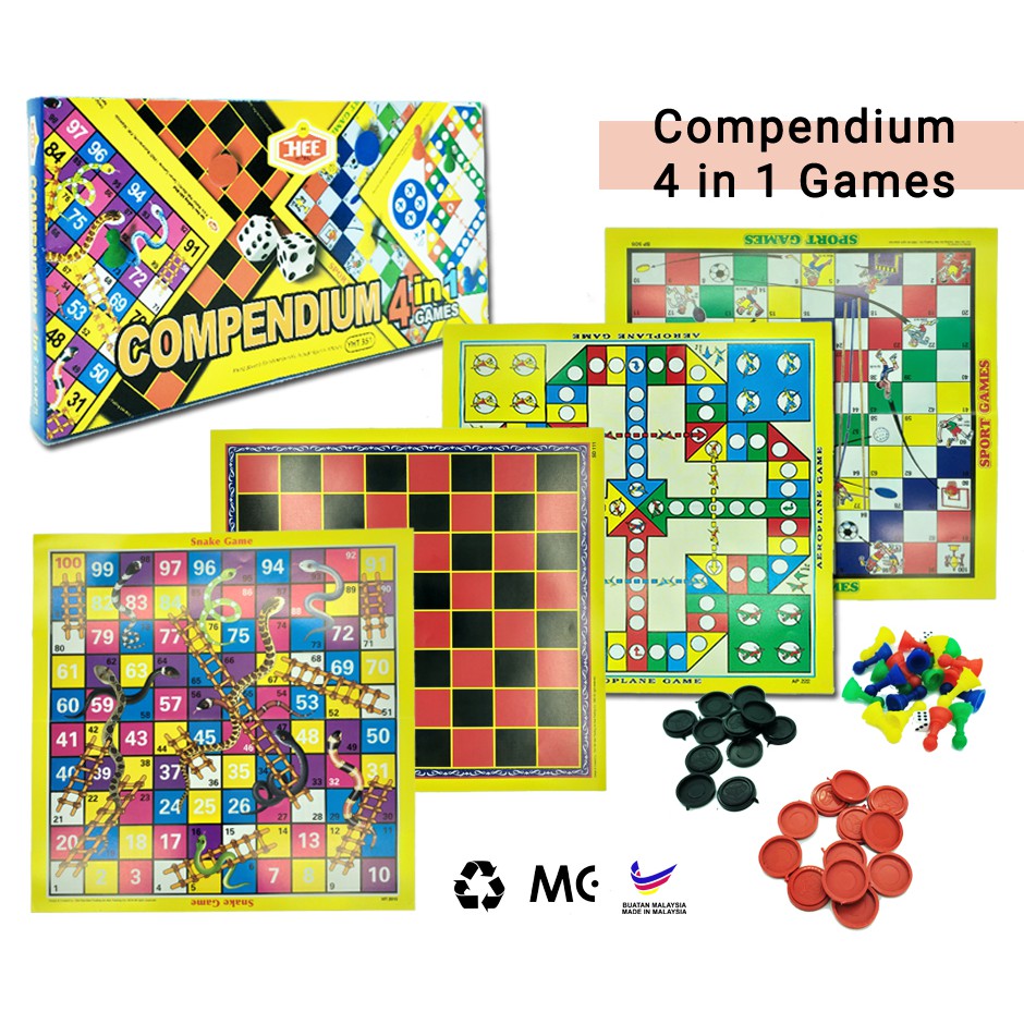 Compendium 4 In 1 Board Games For Kids & Family 4 Multiplayer Games