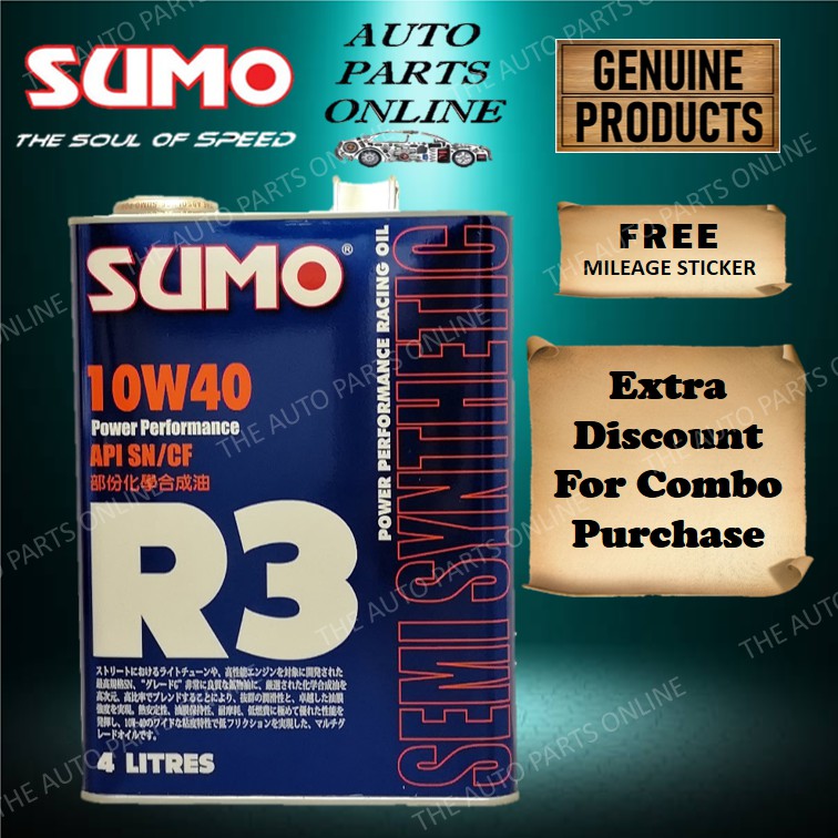 Sumo R3 10W40 Semi Synthetic Engine Oil 4L - Toyota Honda 