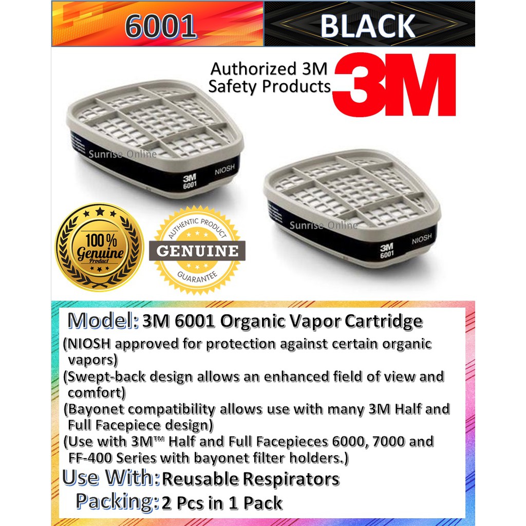 Original 3m 6001 Organic Vapor Cartridge1 Pack 2 Pcs 3m Cartridge 3m Mask Filter 