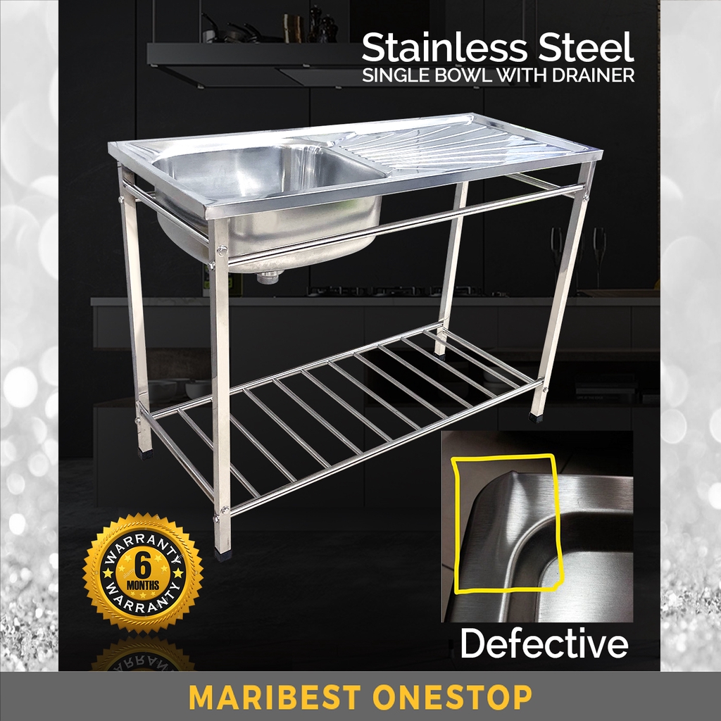 FK-R1908DF DEFECTIVE STAINLESS STEEL SINGLE BOWL SINK WITH SINGLE DRAINER
