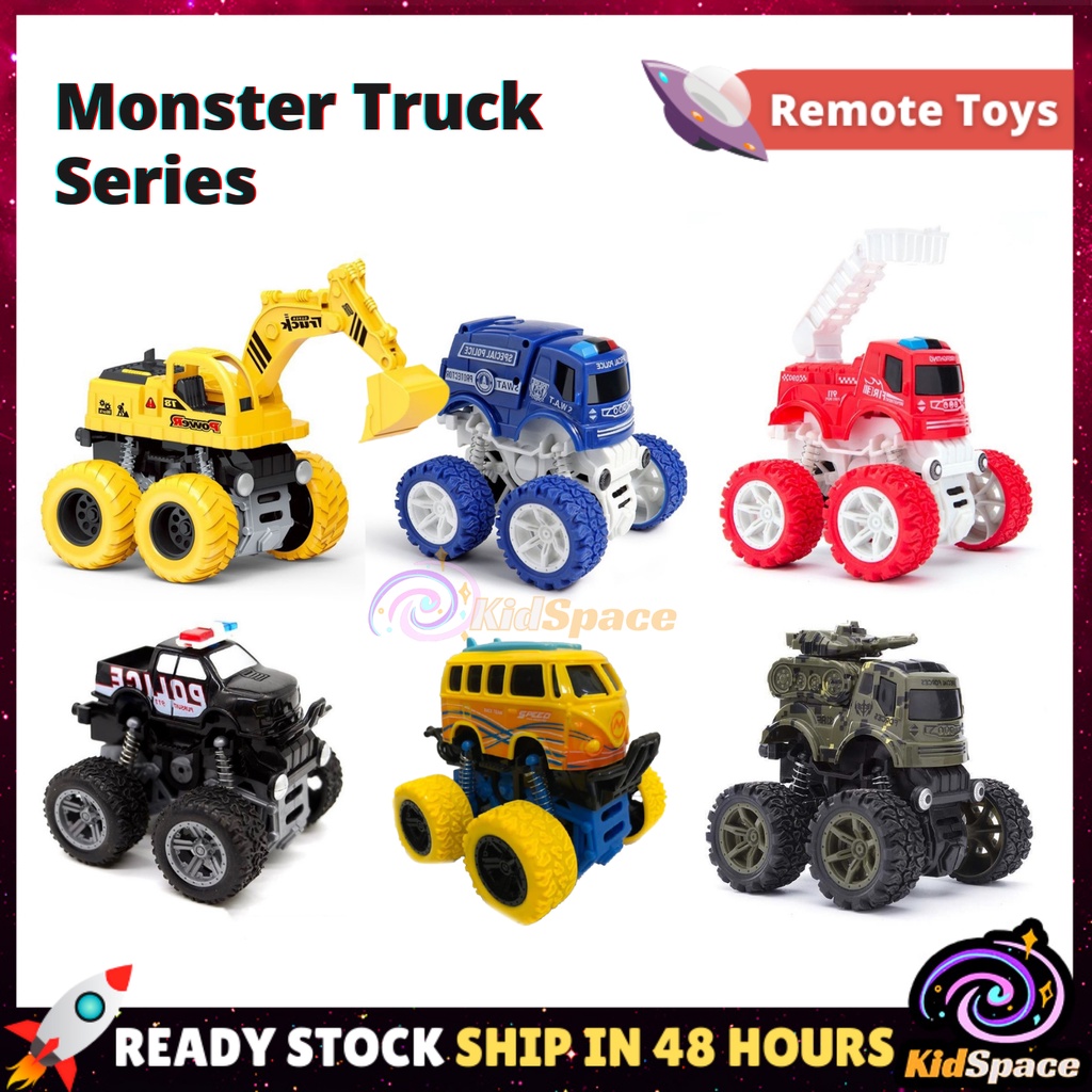 KidSpace Monster Trucks 4WD Kids Toys Engineering Car Inertia Excavator Army Fire Truck Toy Car Kereta Mainan Budak