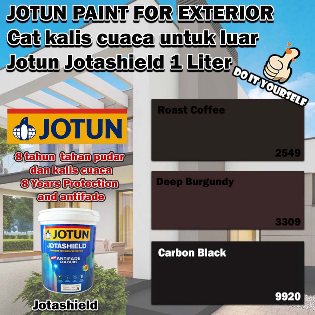 Jotun Jotashield Paint 1 Liter Roast Coffee 2549 / Deep Burgundy 3309