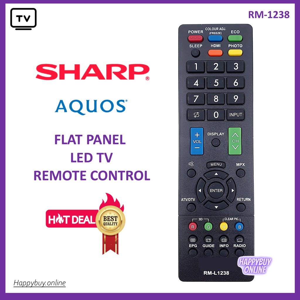 Sharp Aquos Flat Panel LED TV Remote Control RML1238 SHARP LED TV