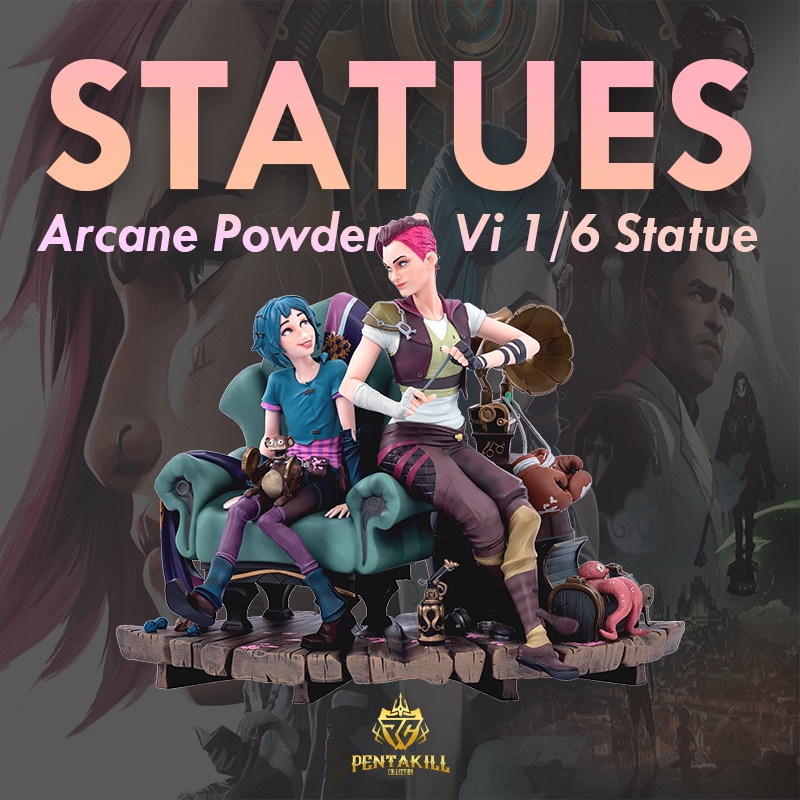 (Ready Stock)Arcane Powder & Vi 1/6 Statue League Of Legends LOL Wild