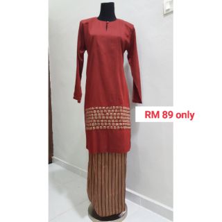  Baju  kurung  moden oren  brown Shopee Malaysia