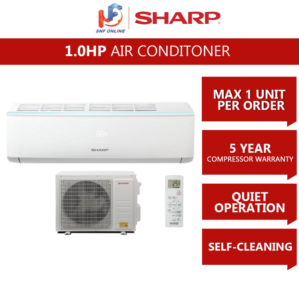 Sharp Air Conditioner R32 (1.0 HP) AHA9UCD AHA9WCD AHA9XCD | Shopee ...