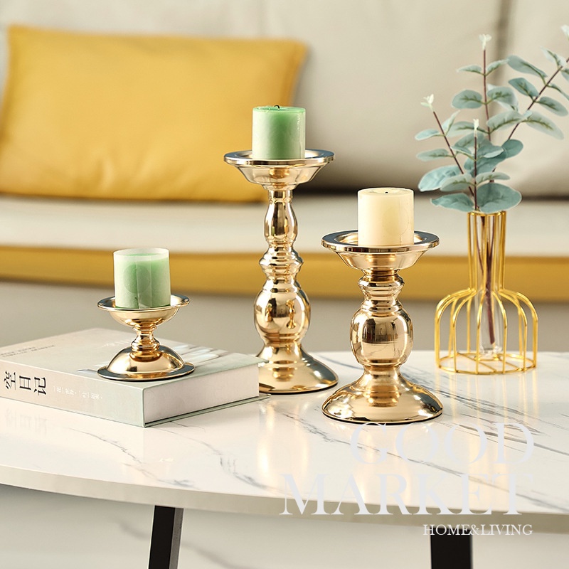 [ Goodmarket ] Nordic Decor Metal Craft Gold Candle Holder for Home Decor Creative Table Candle Holder Wedding Centerpieces Center Table Candlestick Christmas Decor Room Decor