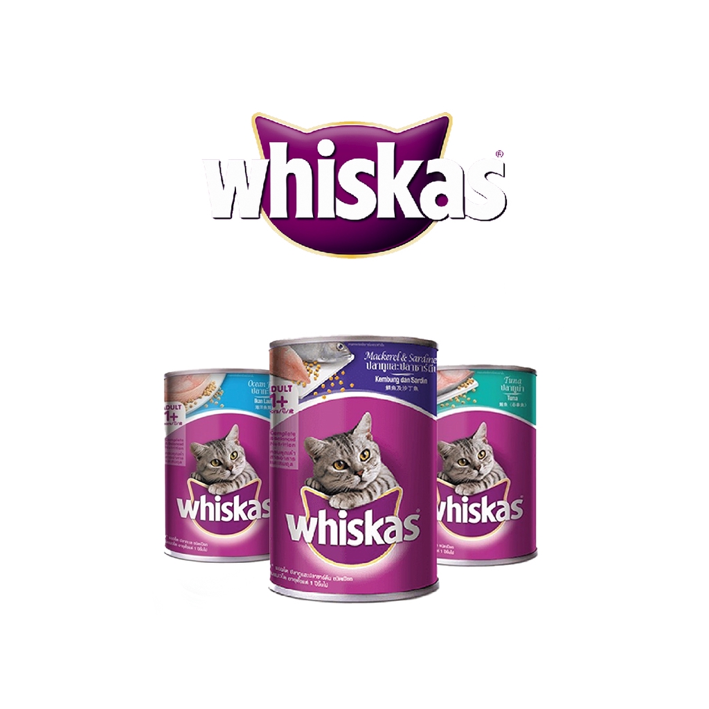 (Carton) Whiskas Canned Food 400gm, Cat Can Food, Makanan Tin Kucing, Ocean  Fish / Mackerel / Tuna 24 cans